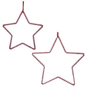 Wire Dec 40cm - Red/White Stripe Star, 2as