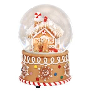 Resin Music Dome 15cm - Gingerbread House, We Wish You a Merry Christmas