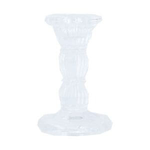 Glass Candlestick 10cm - Clear Moulded