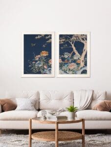 Blue Blossom Trees Set of 3