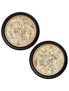 c.1820 Map of Constellations - Round Frame