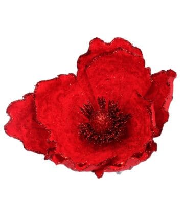 Polyester Clip on Flower 15cm - Red Magnolia
