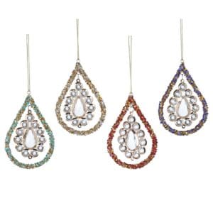 Metal Dec 10cm - Diamante Jewel Pendant, 4as