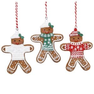 Resin Dec 8cm - Gingerbread Man w Jumper/Hat, 3as