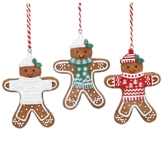 Resin Dec 8cm - Gingerbread Man w Jumper/Hat, 3as