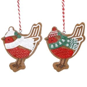 Resin Dec 8cm - Dressed Gingerbread Robin, 2as