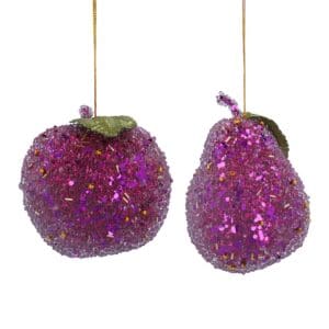 Polystyrene Dec 13cm - Purple Apple & Pear, 2as