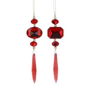 Acrylic Dec 17cm - Red Diamante Icicle Drop, 2as