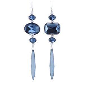 Acrylic Dec 17cm - Blue Diamante Icicle Drop, 2as