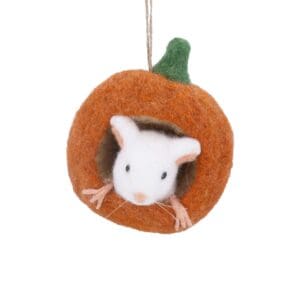Wool Dec 12cm - White Mouse in Nutshell