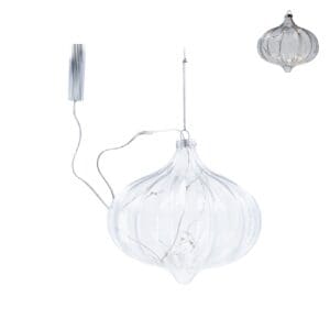 Glass Dec 15cm - Clear Light Up Ogee