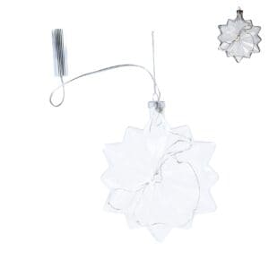 Glass Dec 17cm - Clear Light Up Snowflake