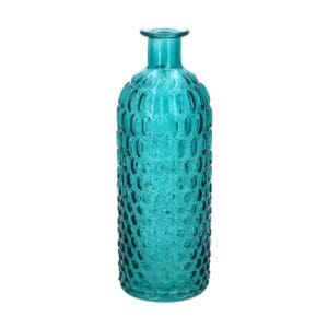 Glass Vase 20cm - Teal Honeycomb