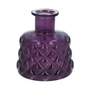 Glass Vase 13.5cm - Purple Trellis Stubby Vase