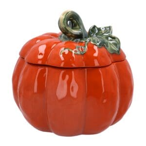 Ceramic Pot w Lid 24cm - Pumpkin