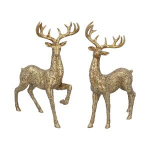 Resin Orn 43cm - Embossed Gold Stag, 2as