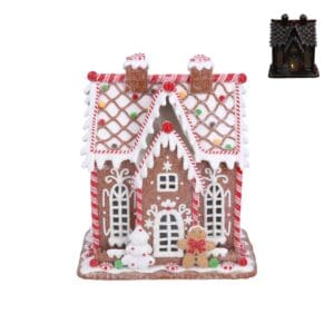 Claydough Orn 23cm - LED Double Fronted Gingerbread House