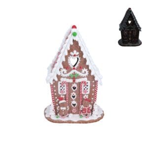 Claydough Orn 23cm - LED Tall Gingerbread Cottage