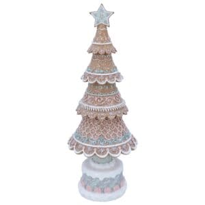 Resin Orn 32.5cm - Pastel Iced Gingerbread Tree