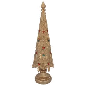 Resin Orn 40cm - Gold Embossed Jewelled Tree