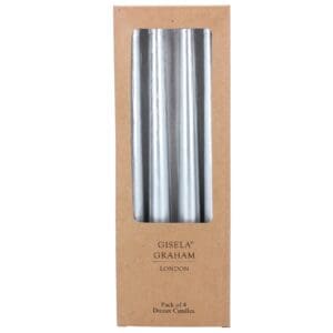Box/4 Taper Candle 25cm - Metallic Silver