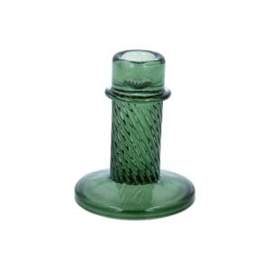 Glass Twist Column Candlestick - Green