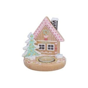Resin Tealight Holder 13cm - Gingerbread House