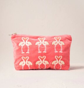 Flamingos Pink Velvet Everyday Pouch