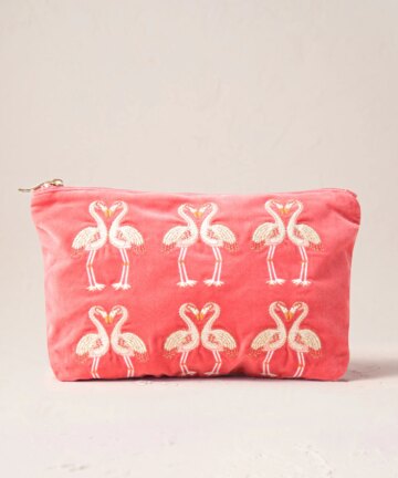 Flamingos Pink Velvet Everyday Pouch