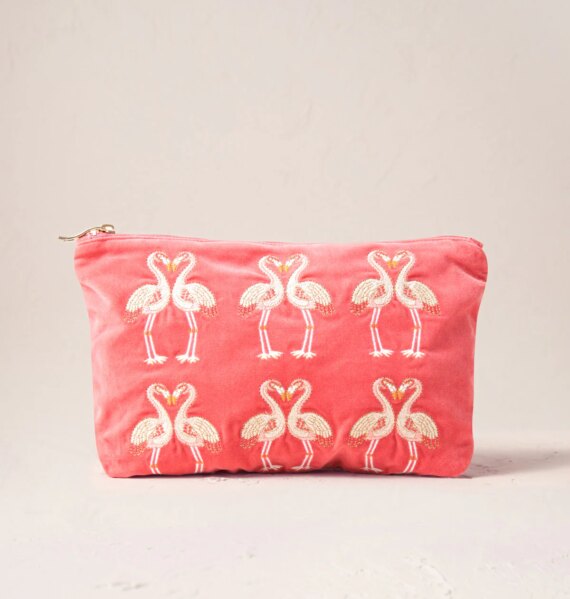 Flamingos Pink Velvet Everyday Pouch