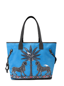 Velvet Tote Gattopardo Blue