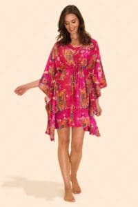 Ikat Tigers Beach Cover Up - Fuchsia