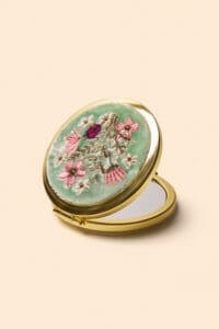 Aqua Bouquet Embroidered Mirror