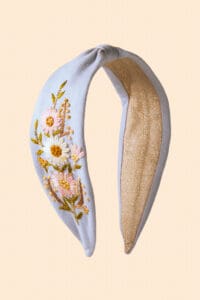 Perfect Posie Embroidered Headband - Powder Blue
