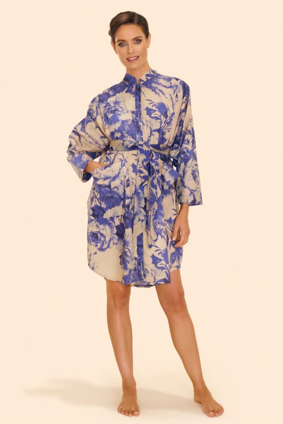China Blue Blooms Oversized Shirt Dress