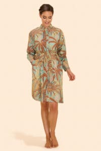 Patterned Palms Oversized Shirt Dress