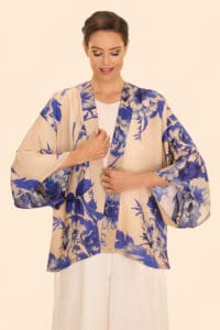 China Blue Blooms Kimono Jacket