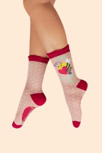 I Bee Loving You Ladies Ankle Socks - Petal