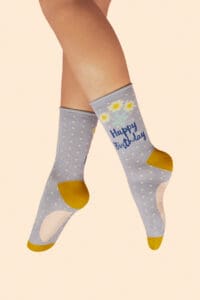 Happy Birthday Daisies Ladies Ankle Socks - Lilac