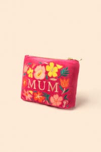Lovely Mum Velvet Mini Pouch - Fuchsia