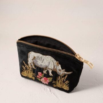 Charcoal Velvet Rhino Mini Pouch