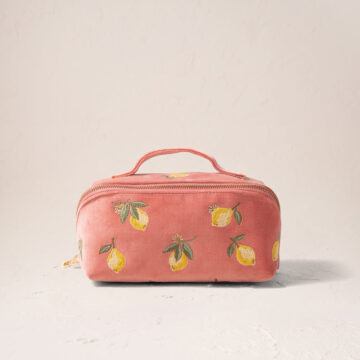 Coral Velvet Open Flat Makeup Bag
