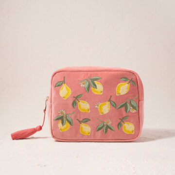 Coral Velvet Wash Bag