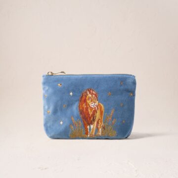 Lion Pride Velvet Mini Pouch - Dusky Blue